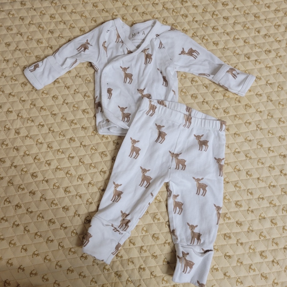 Monica + Andy Deer Kimono Style Pajama Set 0-3M